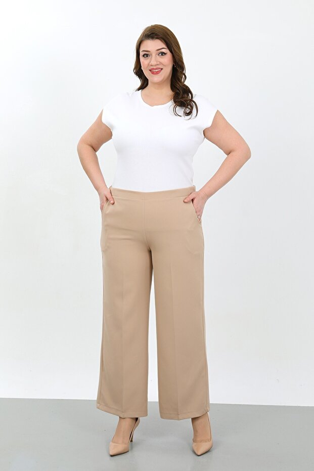 Women's Full Elastic Waist Loose Pants in Wide-Leg Size