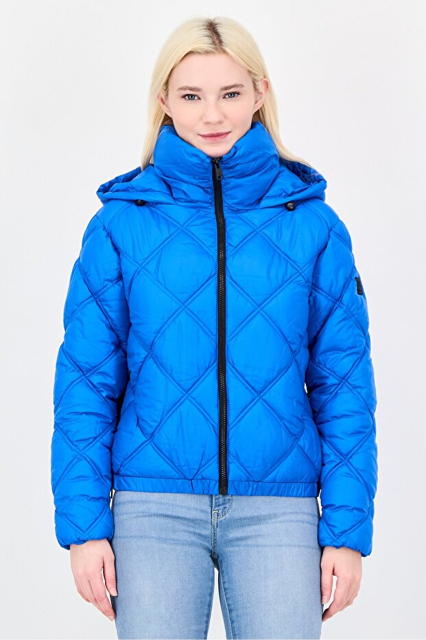 Women Quilted Puffer Jacket, Blue