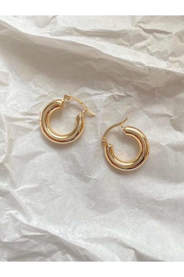 Gold Thick Italian Clip Hoop Earrings for Women – Minimal Shiny Round Earrings Daily Stylish Bijouterie Earrings