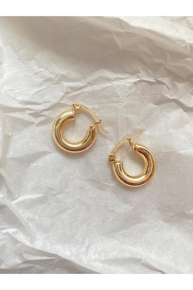 Gold Thick Italian Clip Hoop Earrings for Women – Minimal Shiny Round Earrings Daily Stylish Bijouterie Earrings