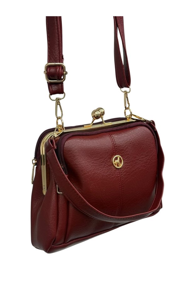 Women's 4-Compartment Lined Scholarship Bag with Gold Detailing and Zipper Closure, Handbag and Shoulder Bag