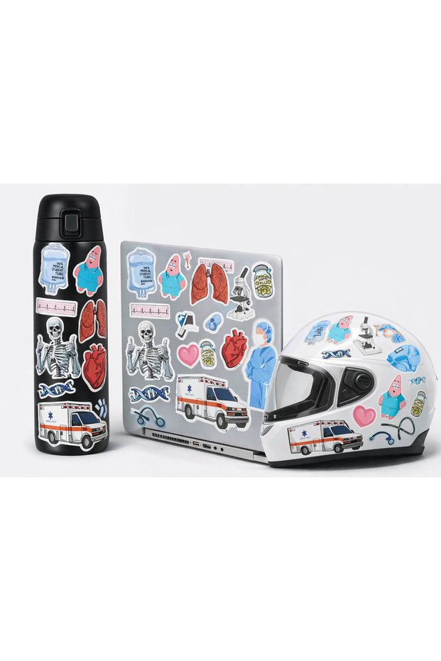 Health and Medicine Themed Sticker Set – 22X30 cm – Laptop, Thermos, Notebook