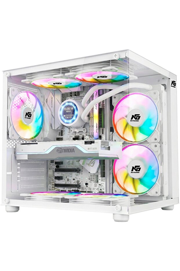 Next Gaming Orion Cube 3x Tuştan Değişen RGB Fanlı M-Atx Boş Bilgisayar Kasası Beyaz