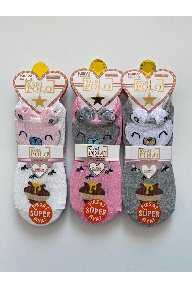 Bear Ears Youth&Adult 3-Pack Booties Socks