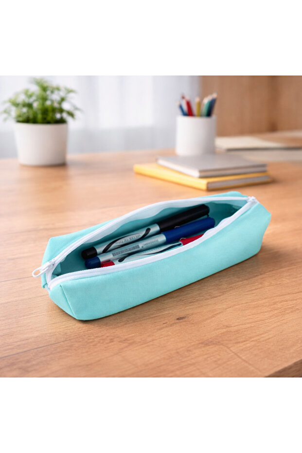 Zippered Fabric Pen Holder – Cloth Pen Holder Bag Si | School and Office Organizer Turquoise