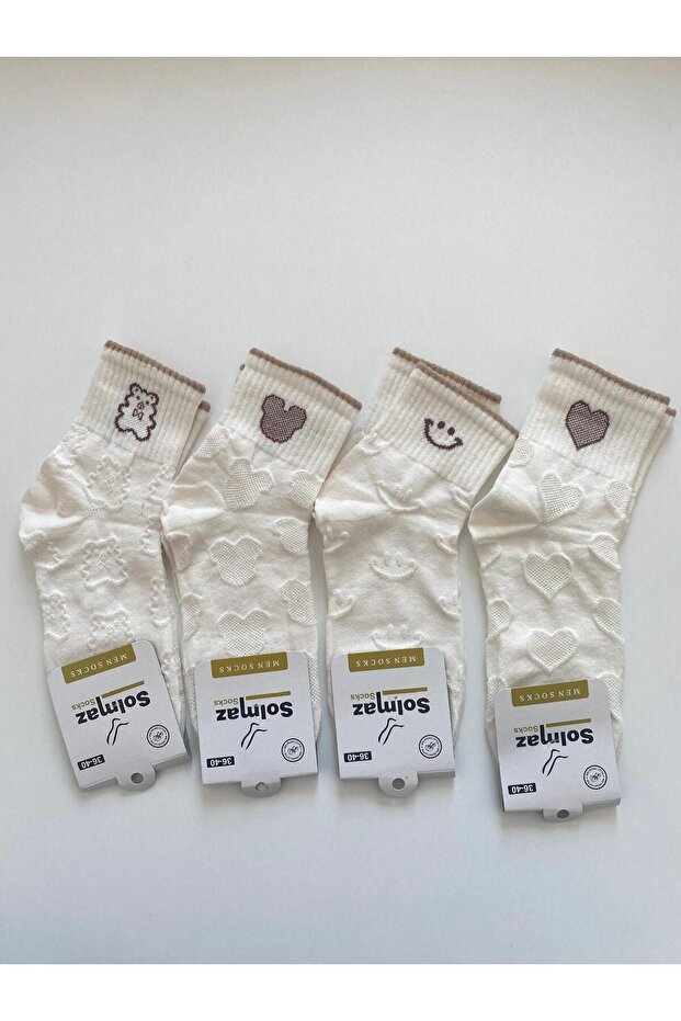 Embroidered Embossed Adult Unisex 4-Piece Socks