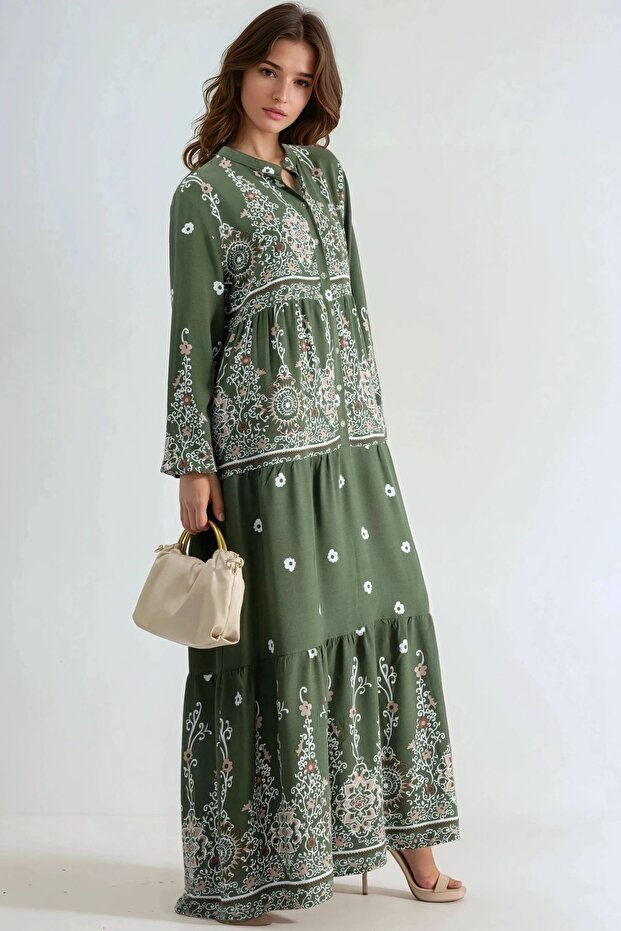 Rahat Ke Glittery Patterned V-Neck Maxi Dress