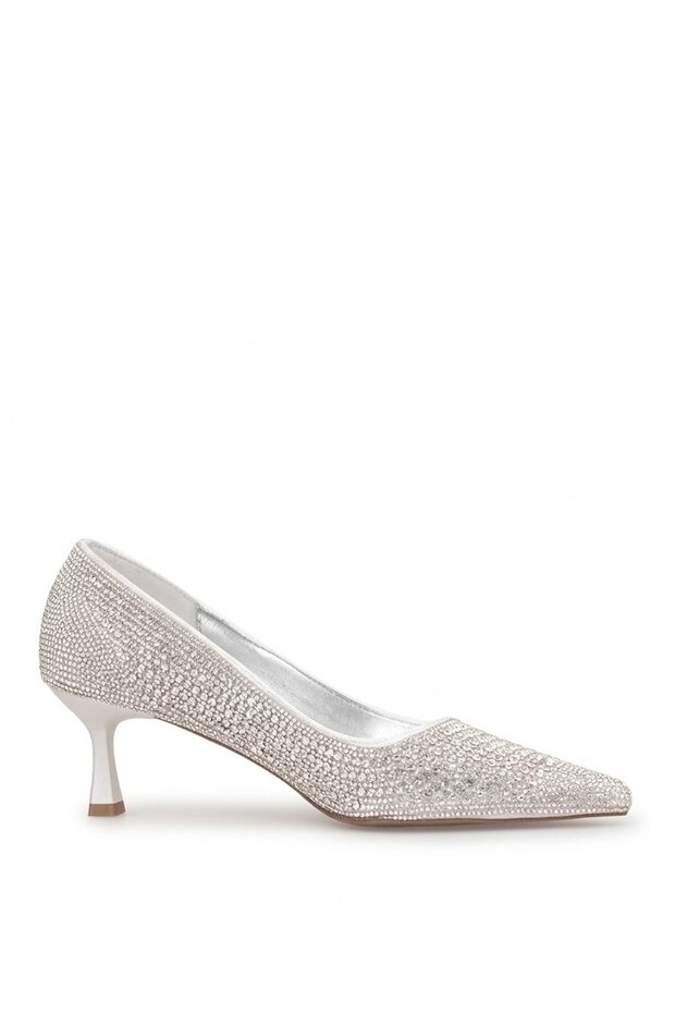 Elit Pm221 K9921 Women's Classic Heeled Shoes White - Silver