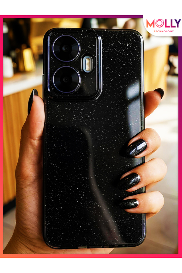 Black Berry S Glittery Glossy Luxury Silicone Case for Realme C55