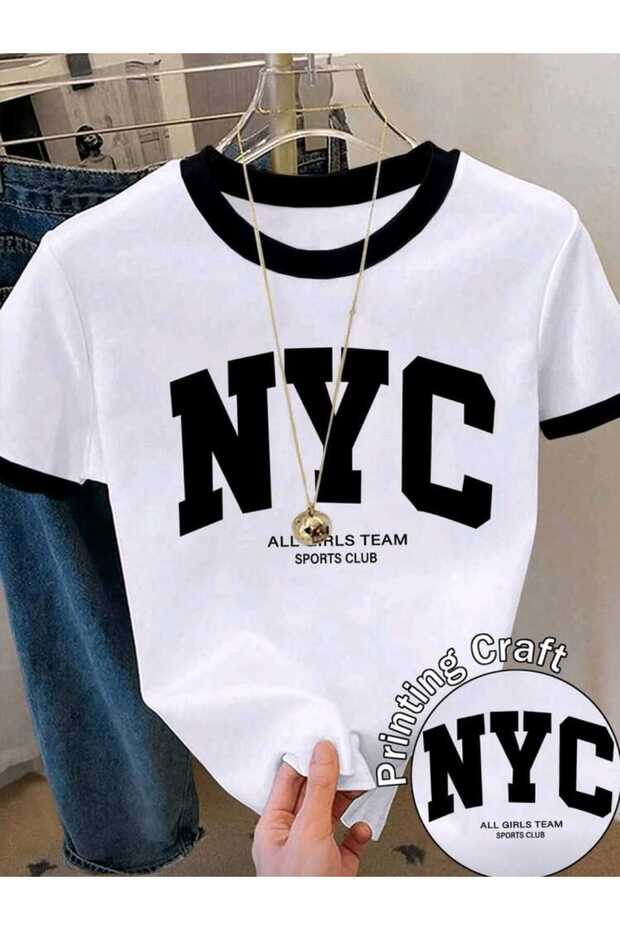 Unisex Men/Women Nyc Different Collar Custom Printed Oversized Cotton T-Shirt