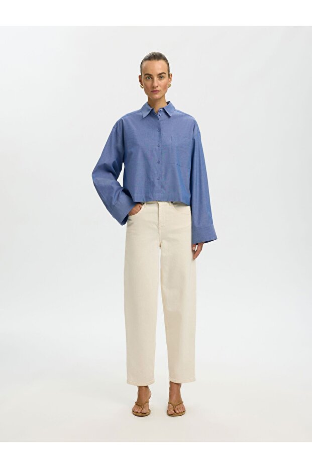 Crop-Bluse Baumwoll - 4