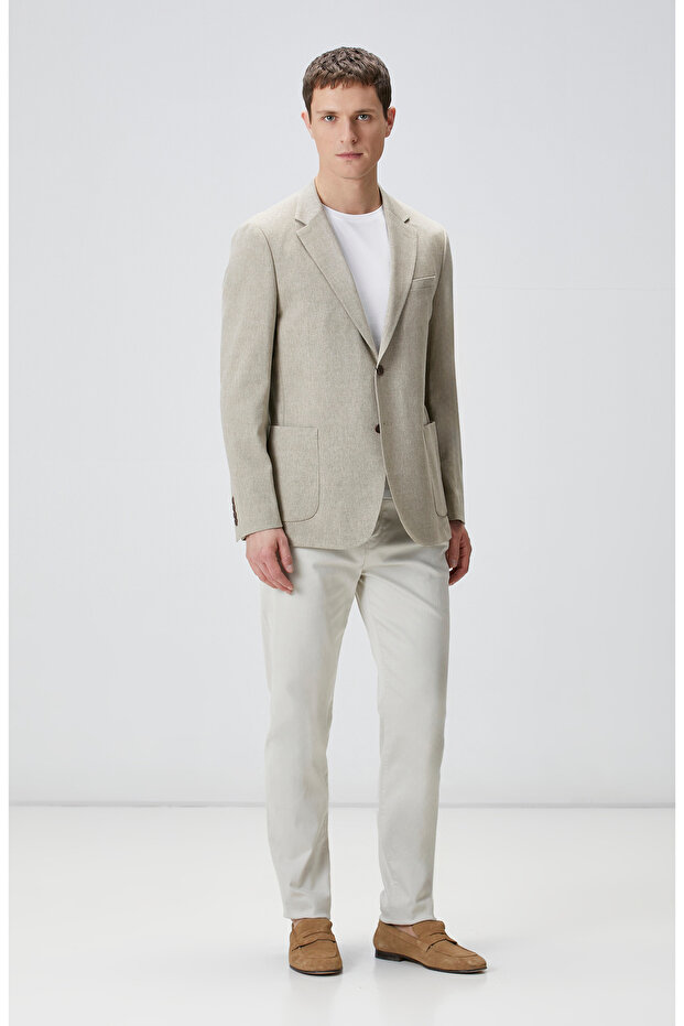 Bej Yün Karışımlı Ceket - 2