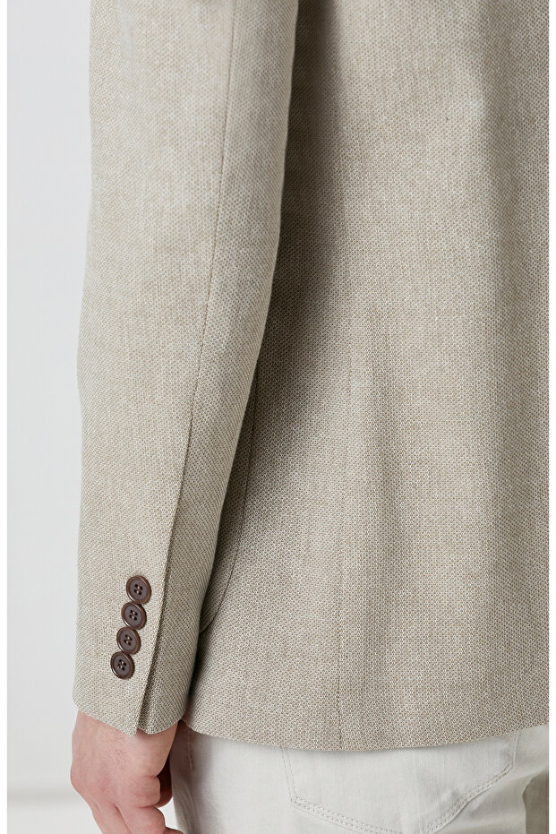 Bej Yün Karışımlı Ceket - 8
