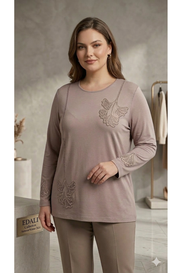 Edalı Combed Cotton Mother's Blouse, Large Size,