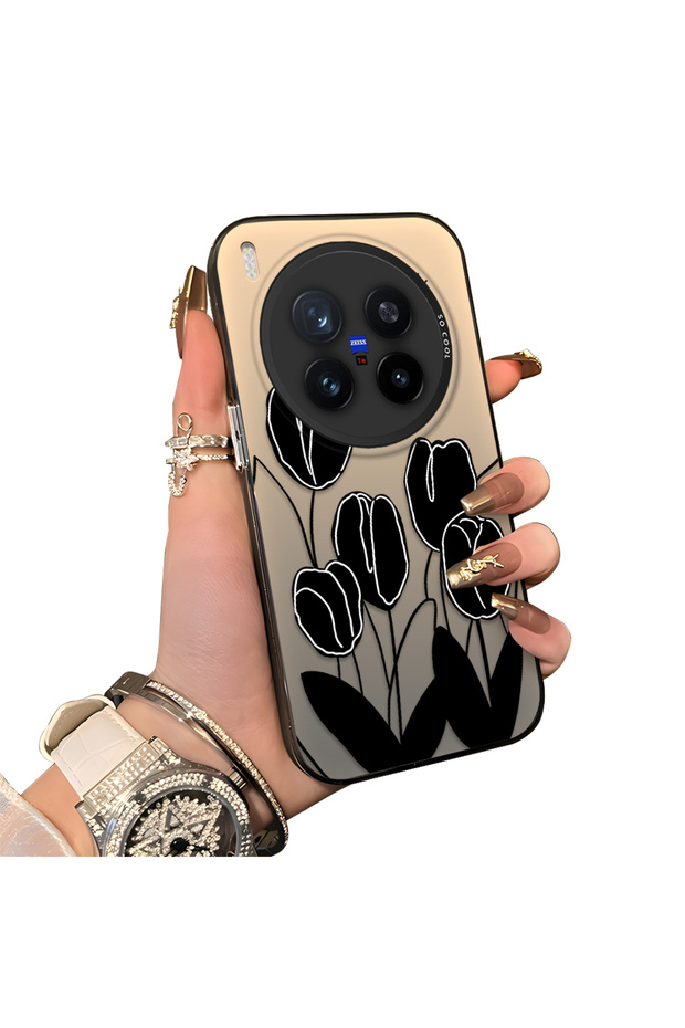 Vivo X300 Pro Compatible Protection Case Hard Back Cover Stretchy Silicone Edges Beautiful Printed