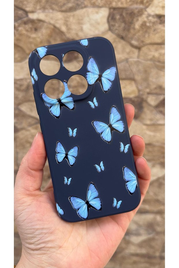 Mi 17 5g Compatible Blue Butterfly Patterned Silicone Shock-Absorbing Classic Protected Rubber Case