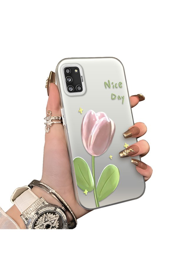 Samsung Galaxy A31 Compatible Protection Case Hard Back Cover Stretchy Silicone Edges Beautiful Printed