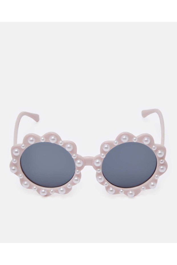 Girls Assorted Round Flower Embellished Sunglasses