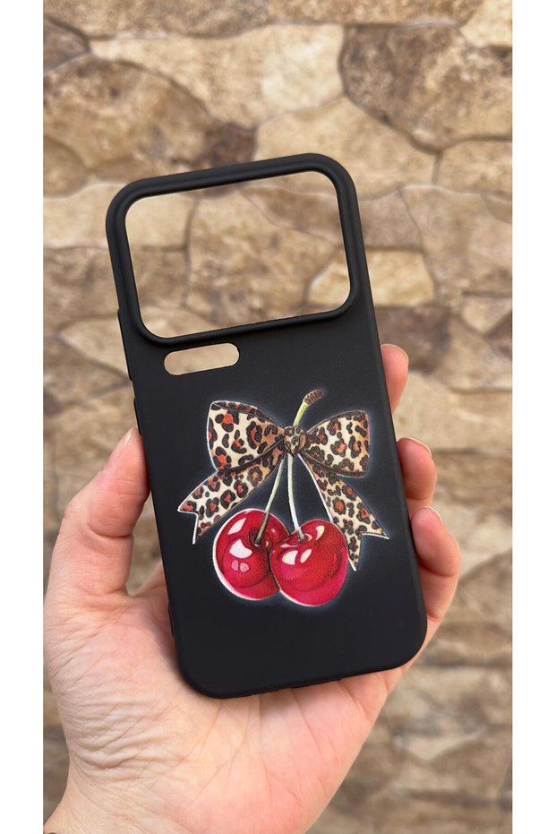 غطاء مطاطي واقٍ كلاسيكي من السيليكون مكون من طبعة الفهد قطع من نوع Cherry Bow متوافق مع MI 17 Pro