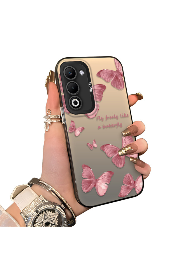 Oppo A5 4G/5G Compatible Hard Acrylic Back Silicone Edge Lens Protection Butterfly Case