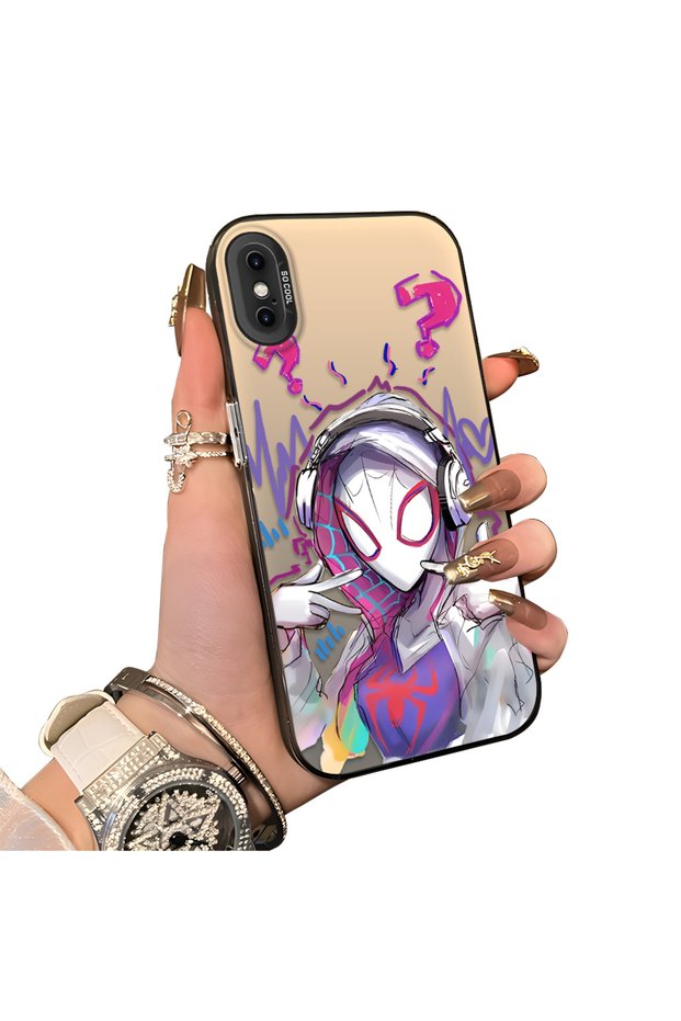 حافظة مزدوجة متوافقة مع هاتف iPhone X/XS من سبايدر مان، حماية من الأكريليك من الخلف وحماية الحواف من السيليكون