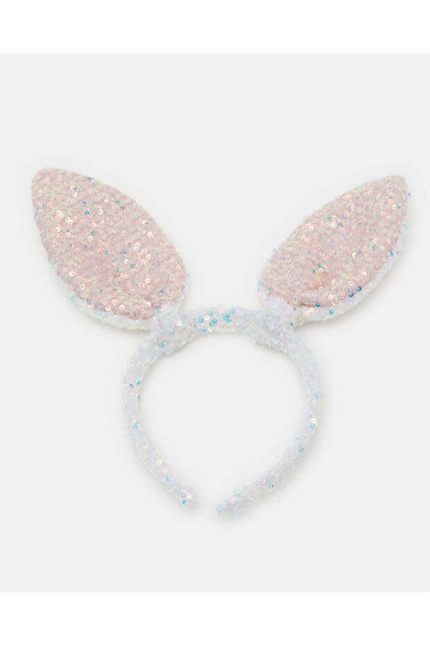 Girls White And Pink Bunny Ears Headband