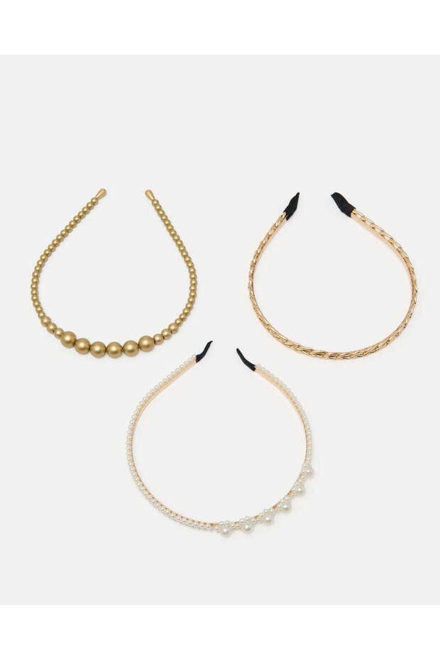 Women Gold Metal Headband Set 3 Pieces