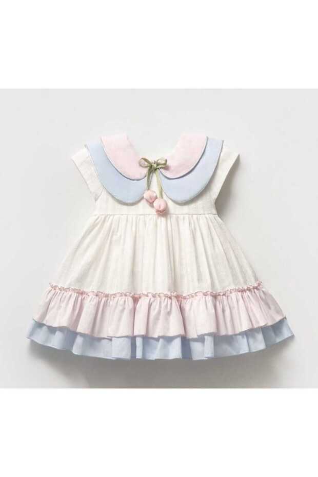 Girl's Tulip Collar Detail Lined Dress