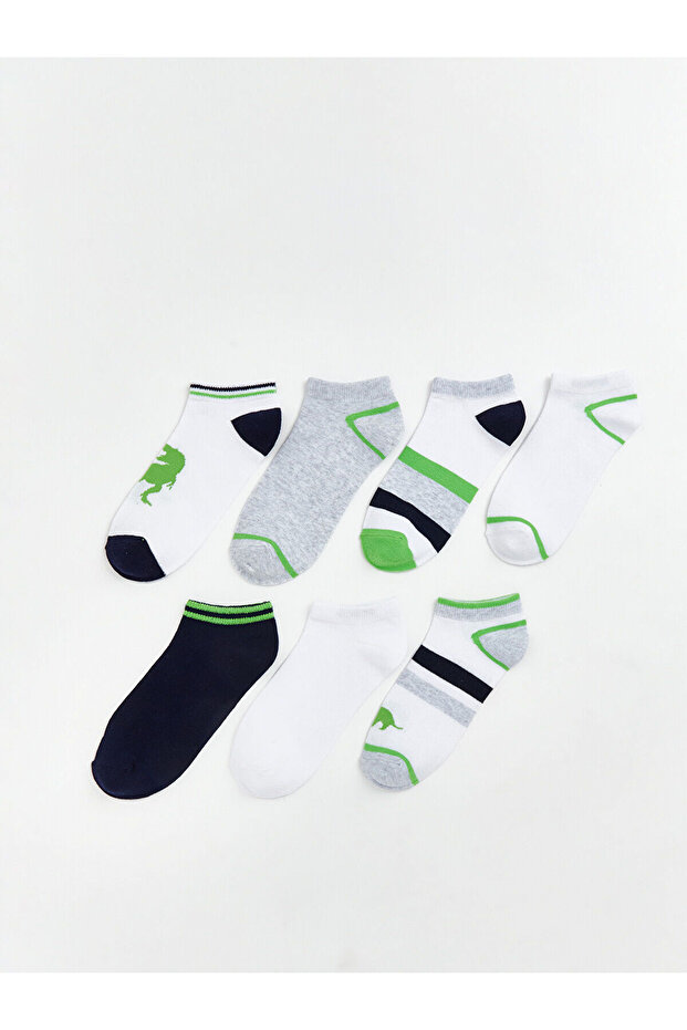 Nevavm Patterned Boys' Booties Socks with Difference in Color, Pack of 7