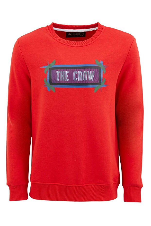 Felling red o-collar sweatshirt