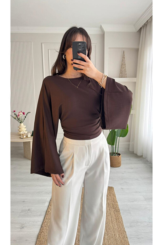 Salaş Kol Bele Oturan Model Bluz - 5