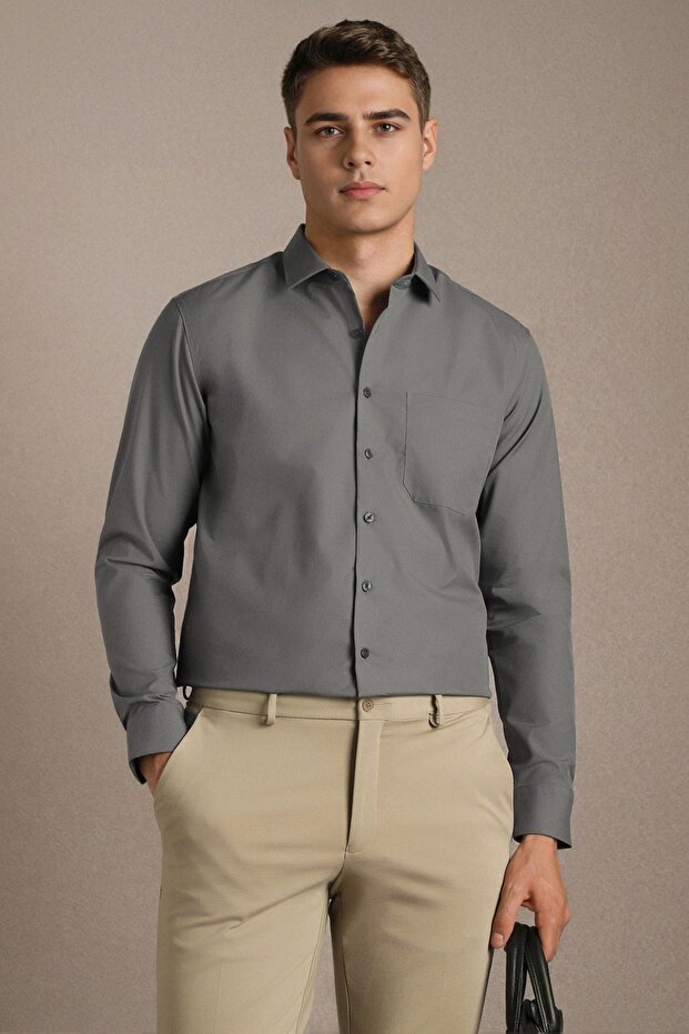 Men Slim Fit Long Sleeves Shirt