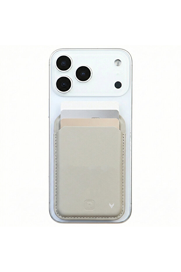 Magsafe Compatible Magnetic Leather Wallet Card Holder Foldable Phone with Stand Feature Wallet I Beige