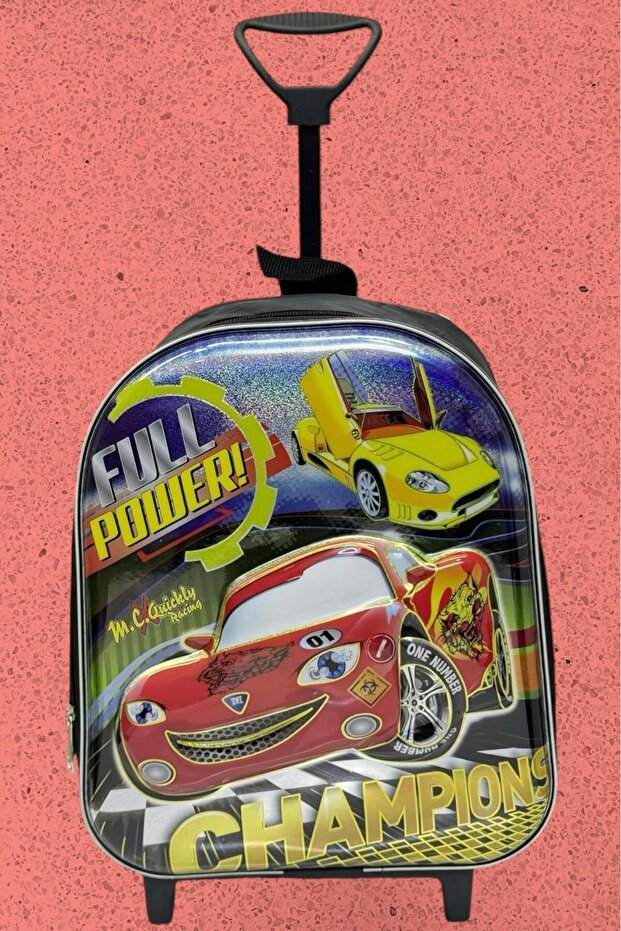 Kindergarten Nursery Children's Themed Luxury 5D Embossed Printed Roller with Wheels Backpack and School Bag Series