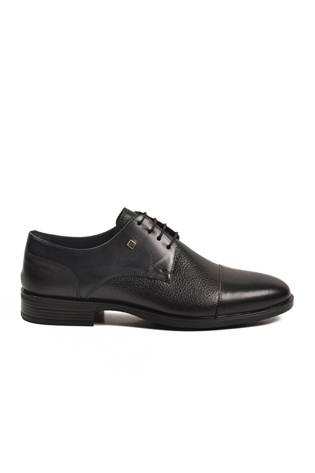 Black Genuine Leather Lace-Up Men's Classic Shoes