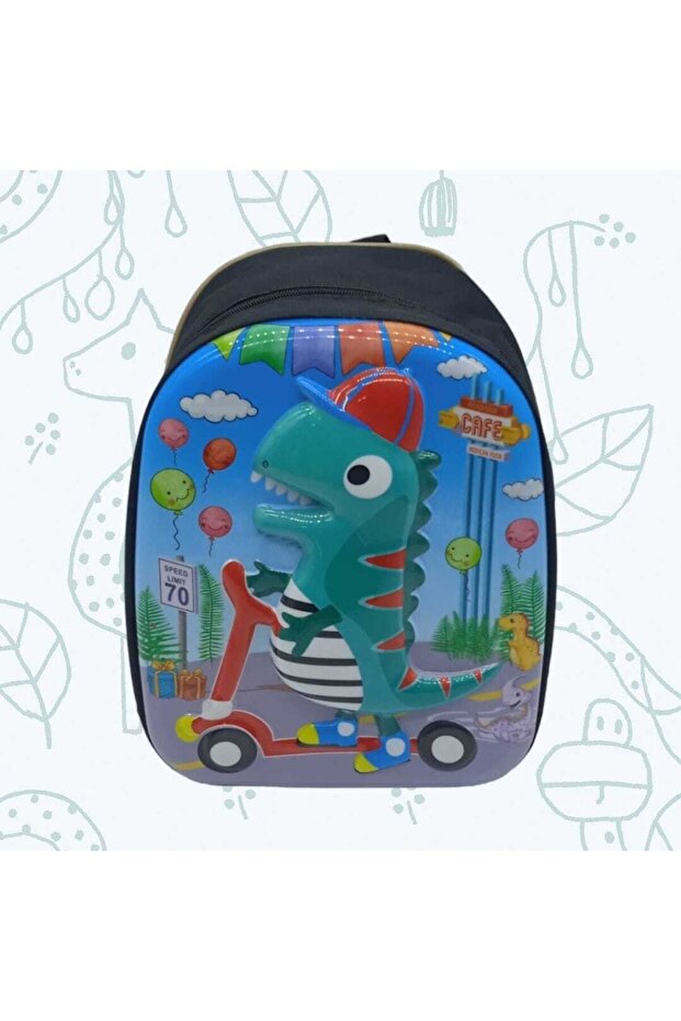 Girl and Boy Kindergarten 5D Embossed Dino Dinosaur Character School Backpack for 3-6 Years Old