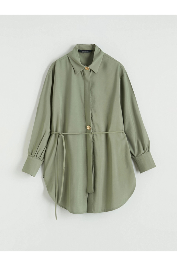 Lcw Everyday Green Belted Women's Shirt Tunic