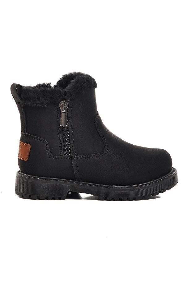 Black Nubuck Girls' Boots with Fur Inside