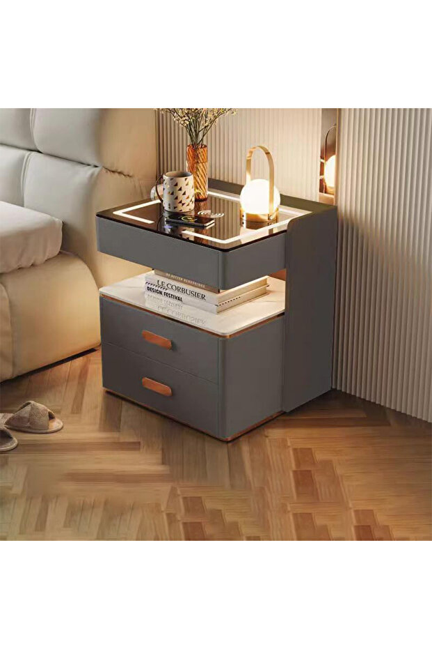 Smart Bedside Cabinet with Wireless Charging & BT Speaker