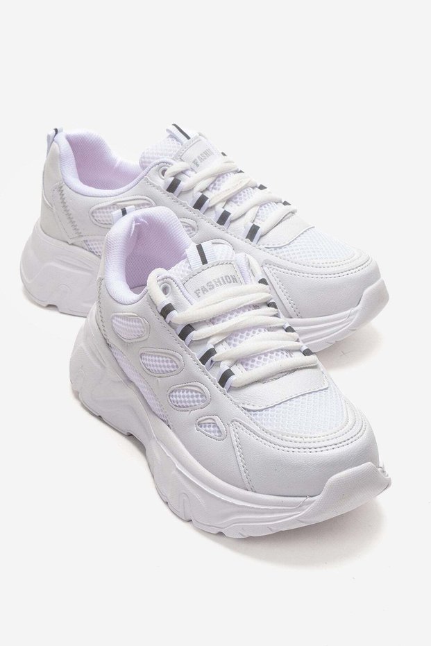 Yan Halka Patterned Anorak Women's Sports Shoes White White