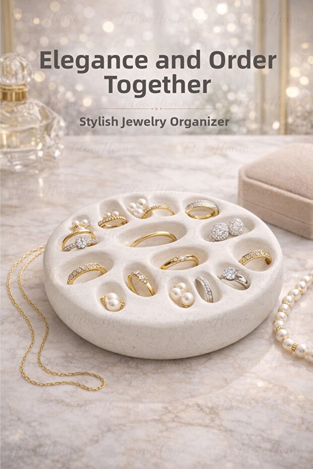 Concrete Ring Stand Jewelry Organizer Ring Earring Organizer Stylish Desktop Jewelry Stand