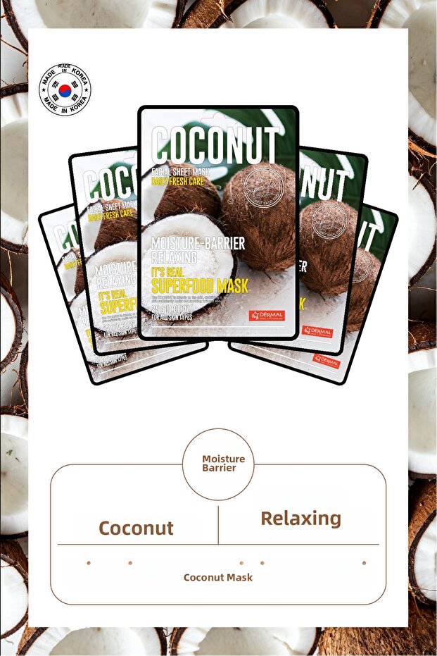 Relaxing and Barrier Strengthening Coconut Mask X5 Pieces