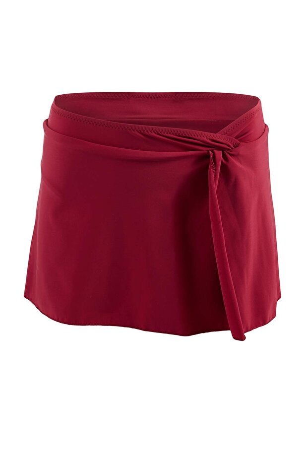 Bordo Normal Bel Yırtmaç Detaylı Etek Bikini Altı TBESS26BA00002 - 4
