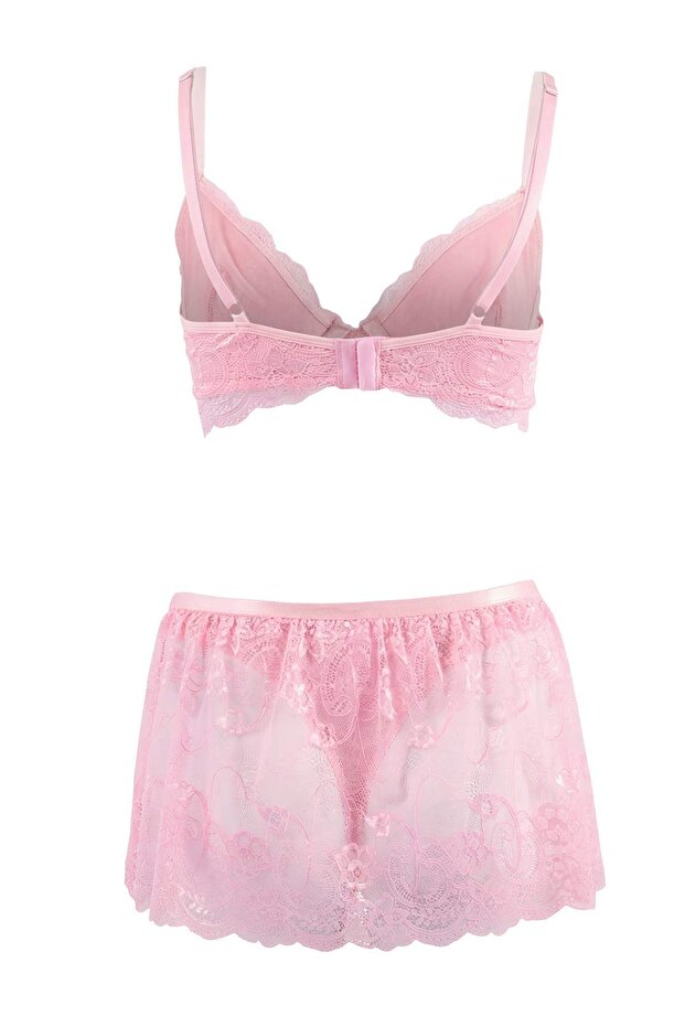 Pembe Dantel 3'lü Etekli İç Çamaşırı Takımı THMSS26CC00030 - 6