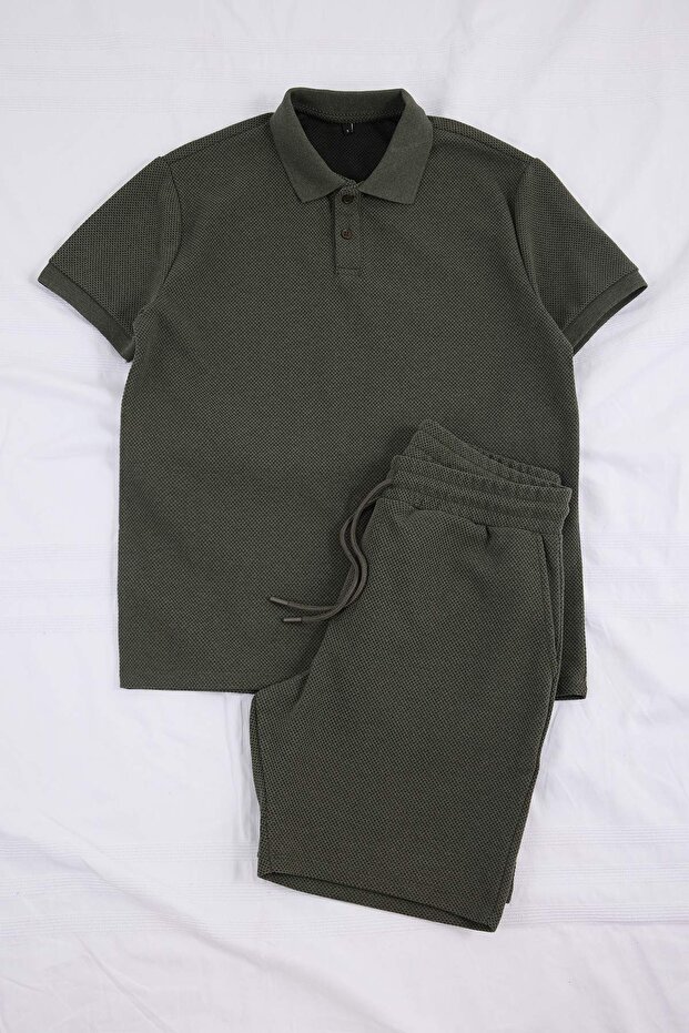 Haki Dokulu Regular Fit Polo Yaka Üst Eşofman Takımı TMNSS26EM00004 - 4