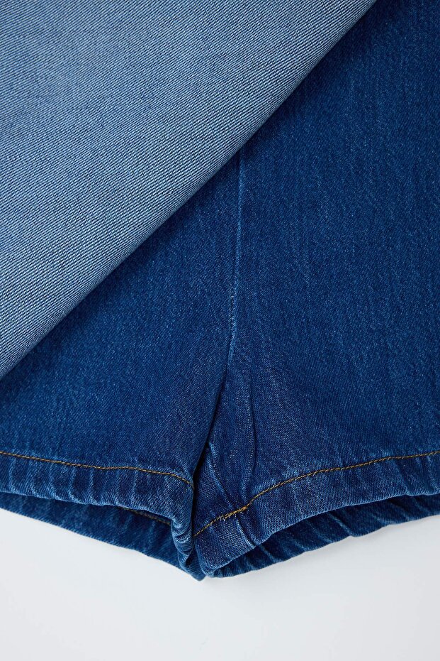 Mavi More Sustainable Tencel Karışımlı Yüksek Bel Denim Şort Etek TWOSS26SR00032 - 6
