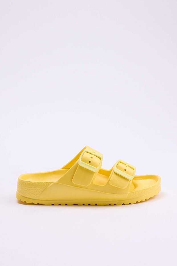 Sarı Çift Bantlı Büyük Unisex Çocuk Terlik TAKSS26TE00009 - 3