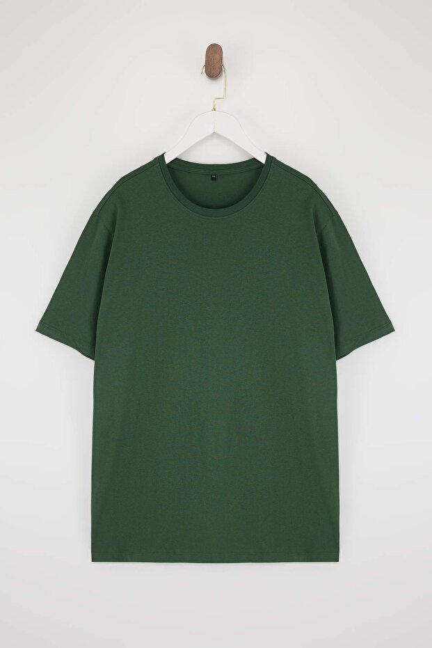 Siyah- Haki-Gri Regular/Rahat Kalıp 3'lü Paket Büyük Beden T-Shirt TMNSS24BF00059 - 11