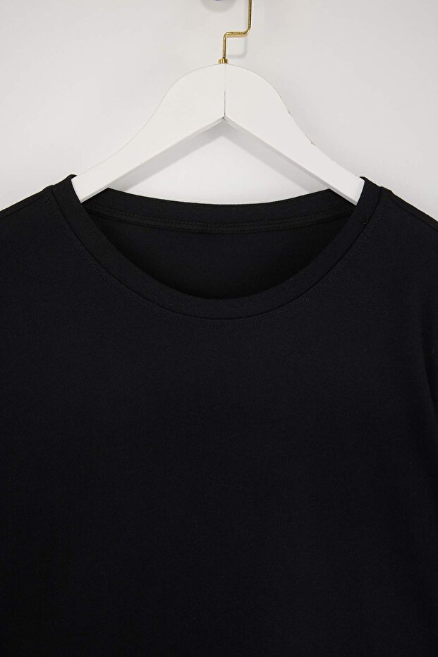Siyah- Siyah 2'li Paket Oversize/Geniş Kalıp Büyük Beden T-Shirt TMNSS24BF00042 - 3