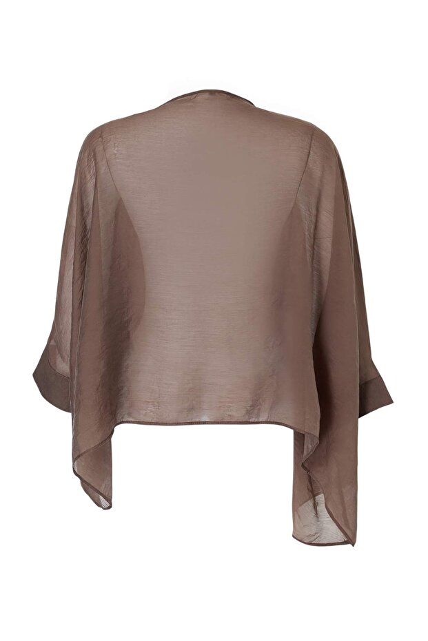 Kahverengi Oversize İnce Dökümlü Dokuma Bluz TWOSS26BZ00653 - 7